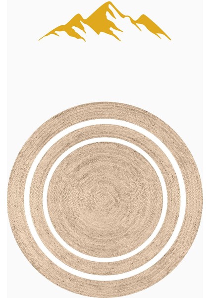 Çerçeveli Hasır Görünümlü Yuvarlak Dijital Baskı Kaymaz Tabanlı Halı H0837 modelleri