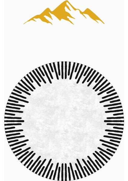 Yuvarlak Dijital Baskı Çerçeveli Modern Desenli Dot Kaymaz Tabanlı Halı H0313 modelleri