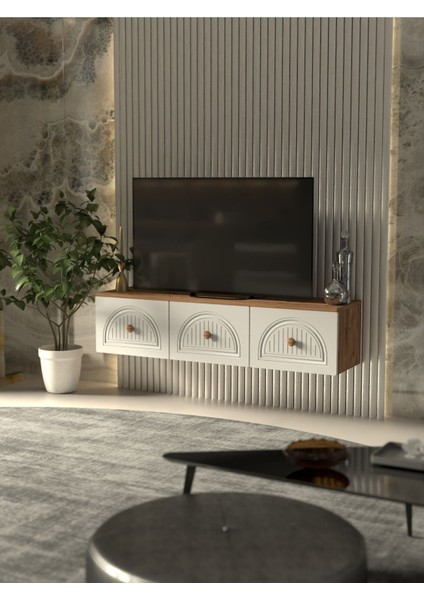 Bohem 135 cm 3 Kapaklı Şık Mdf Kapaklı Duvar Tv Ünitesi