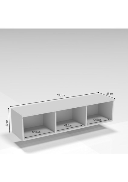 Bohem 135 cm 3 Kapaklı Şık Mdf Kapaklı Duvar Tv Ünitesi