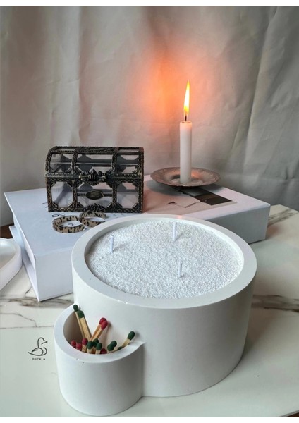 Dairesel Kibrit Bölmeli Dekoratif Mumluk Inci Toz Mum Dahil fiyatları