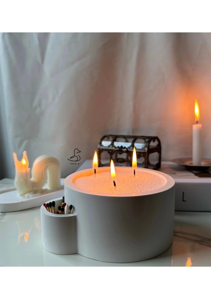 Dairesel Kibrit Bölmeli Dekoratif Mumluk Inci Toz Mum Dahil modelleri