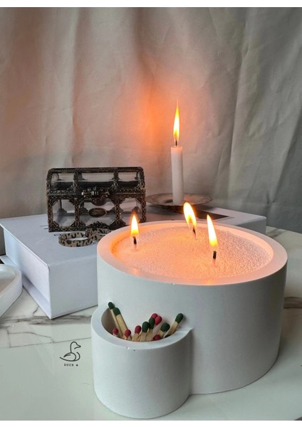 Dairesel Kibrit Bölmeli Dekoratif Mumluk Inci Toz Mum Dahil indirimleri