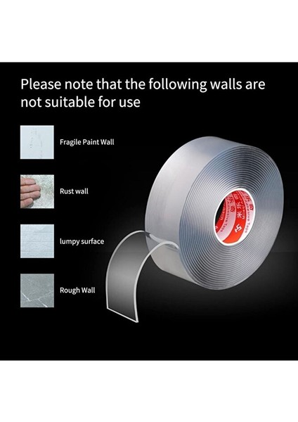 Nano Bant Çift Taraflı Montaj Yapışkan Bant Yıkanabilir Kapalı Çıkarılabilir Bant Ofis Malzemeleri