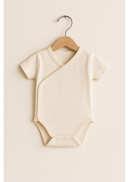 Kısa Kollu Kruvaze Krem Zıbın Body&zıbın %100 Pamuk
