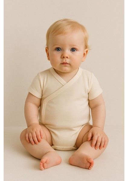 Kısa Kollu Kruvaze Krem Zıbın Body&zıbın %100 Pamuk fiyatları