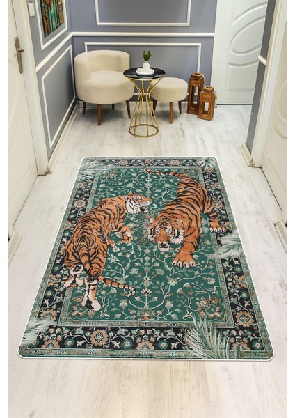 Kaplan Desenli Dijital Baskı Kaymaz Taban Halı H1019