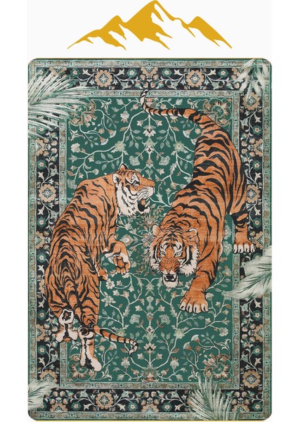 Kaplan Desenli Dijital Baskı Kaymaz Taban Halı H1019 modelleri