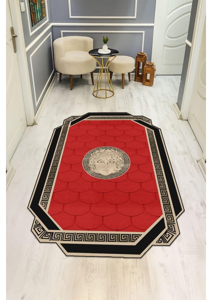 Modern Lazer Kesim Dijital Baskı Kaymaz Taban Halı H0852