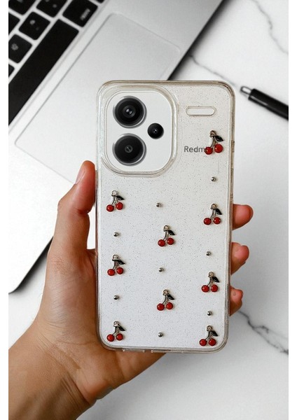 Xiaomi Note 13 Pro Plus 5g Uyumlu – Epoksi Kiraz Desenli, Şeffaf, Darbe Dayanıklı Telefon Kılıfı