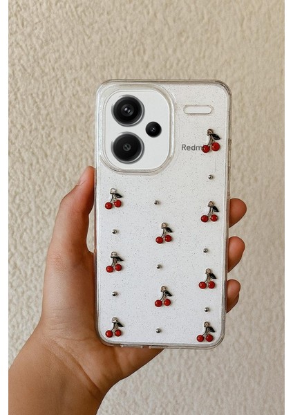 Xiaomi Note 13 Pro Plus 5g Uyumlu – Epoksi Kiraz Desenli, Şeffaf, Darbe Dayanıklı Telefon Kılıfı