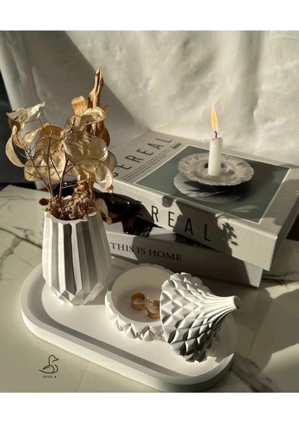 Geometrik Vazo ve Işlemeli Kapaklı Takı Kutu Set indirimleri