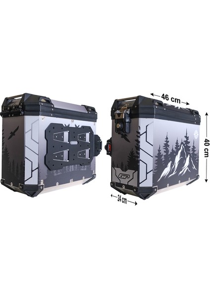 DSN05 Universal 40 Lt x 2 Desenli Alüminyum Motosiklet Yan Çanta Seti