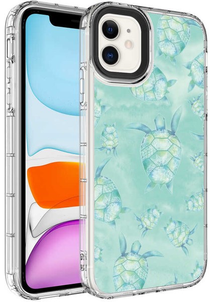 iPhone 11 Kılıf Kamera Korumalı Renkli Desenli Sert Silikon Mrsa Korn KAPAK-NO13