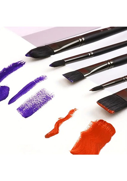 12'li Profesyonel Fırça Seti Yuvarlak Düz Kedi Dil Uç Suluboya Akrilik Yağlı Guaj Boya Için Uygundur fırsatları