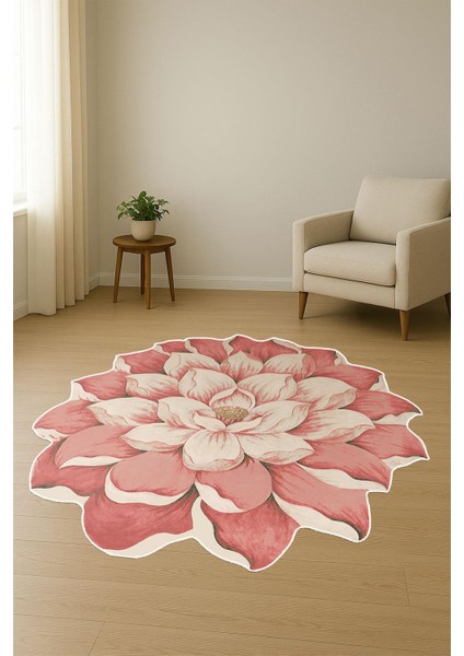 Pembe Lazer Çiçek Desenli Dijital Baskı Kaymaz Tabanlı Halı H0432 fiyatları