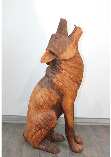 Maun Ağacı El Oyması Uluyan Kurt Figürü LIV19235 fiyatları