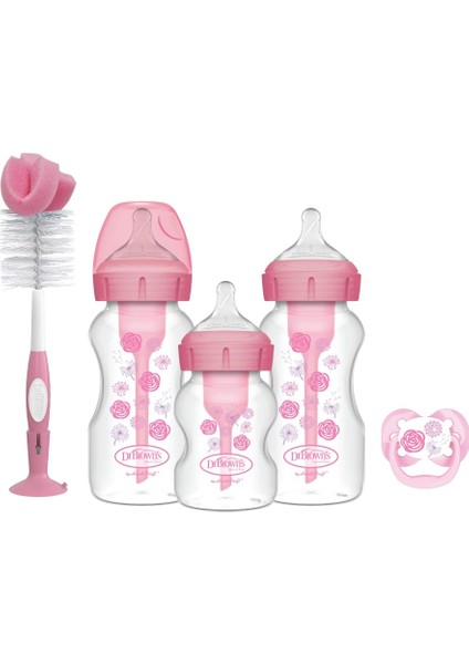 Geniş Ağız Anti Kolik Options+ Pp Biberon Hediye Seti Pembe
