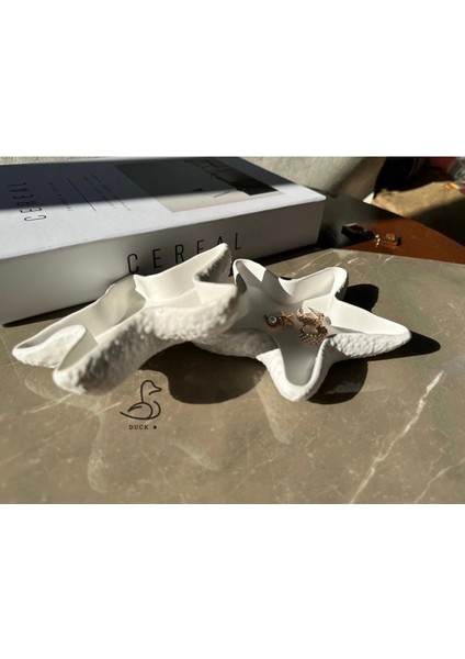 Deniz Yıldızı Görünümlü Taş Tozu Dekoratif Takı Tabak/mumluk 2’li fiyatları