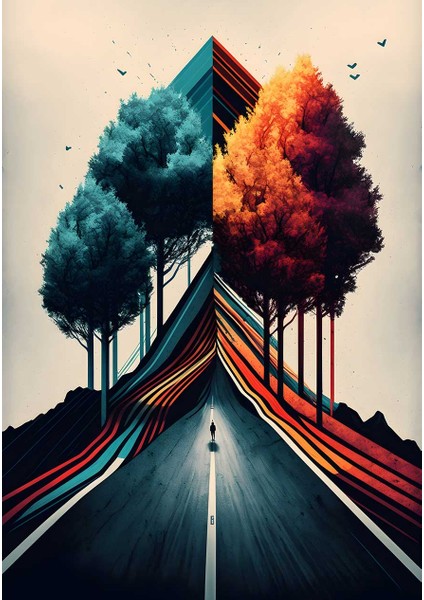 Çatallanan Kader Yolu Kanvas Salon Oturma Odası Tablo Duvar Resim fiyatları