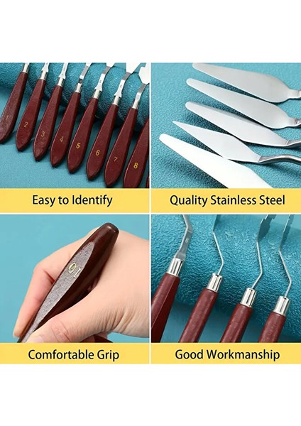 27 Adet Paslanmaz Çelik Metal Spatula Palet Bıçakları Seti (Painting Knife) Boyaları Karıştırma fırsatları