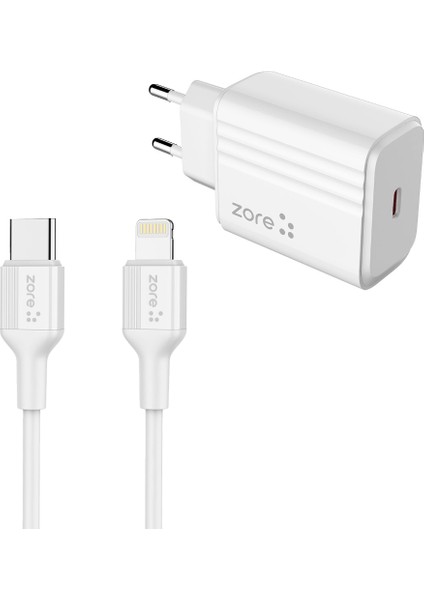 ​zore Play Serisi Pl2 Type-C To Lightning 2in1 Pd Seyahat Şarj Aleti 20W - Beyaz fiyatları