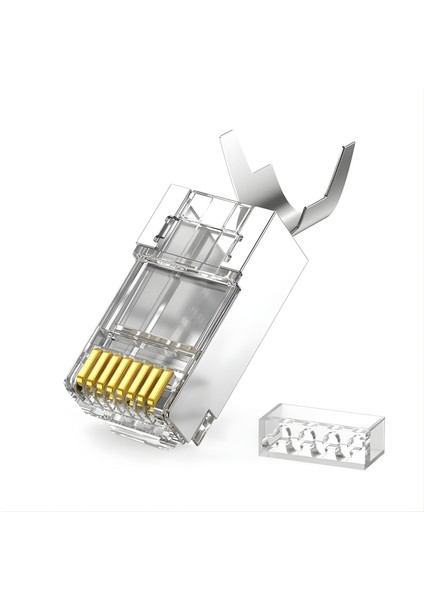 M118XF Cat 7 Jack/2 ADET-30GBPS’YE Kadar Hız-Geniş Iç Yapı, Kalın Kablolarla Uyumlu-Nikel Kaplı-Cat7 CAT6A Soket
