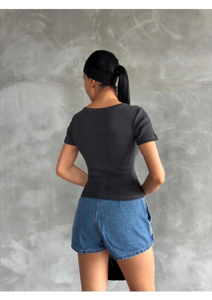 Önü Taşlı Antrasit Bluz S3512 fiyatları