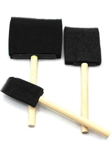 Ahşap Saplı Yassı Siyah Sünger Rütuş Fırça Seti 3lü fiyatları