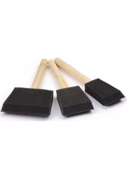 Ahşap Saplı Yassı Siyah Sünger Rütuş Fırça Seti 3lü modelleri