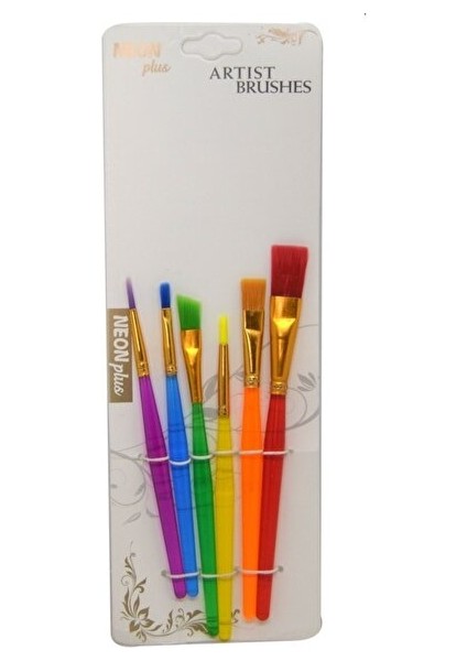 Plastik Saplı Sentetik Kıllı Rekli Fırça Seti 6'lı