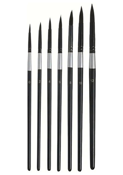 Profesyonel Sincap Saçı Fırça Seti 7 Adet - Detay Boyama Sulu Boya, Akrilik, Guaj, Yağlıboya Için fiyatları