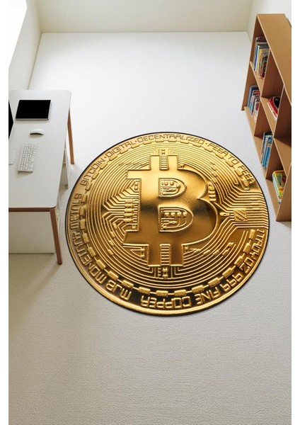 Yuvarlak Dijital Baskı Btc Desenli Dot Kaymaz Tabanlı Halı H0309 fiyatları
