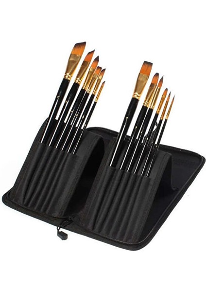 Bomega Çantalı Premium Fırça Seti 12`li ve Taşınabilir Fırça Çantası