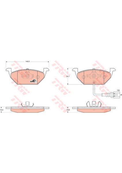 Mtxdpn Ön Balata Fişli Küçük Golf4-Golf5-Jetta-Bora-Polo-A3-Leon 97 GDB1386