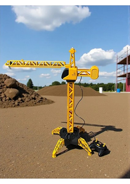 Kumandalı Full Fonksiyon Pilli Işıklı 360 Derece Dönen Kule Vinç Otomatik Model Inşaat Aracı