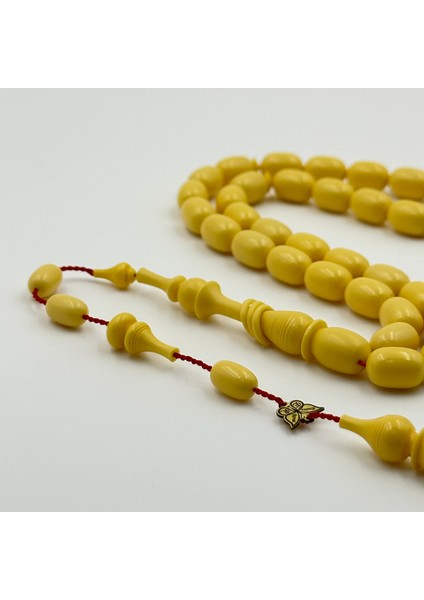 Emine Reşvani Usta Işçilikli Sarı Halkalı Imame Sıkma Kehribar Tespih