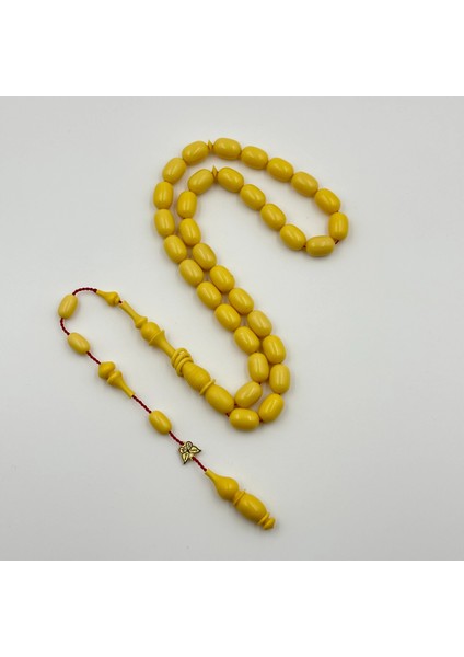 Emine Reşvani Usta Işçilikli Sarı Halkalı Imame Sıkma Kehribar Tespih modelleri