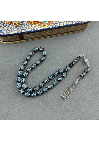 Türker Kızılelma Mavi Oltu Taşı Tesbih