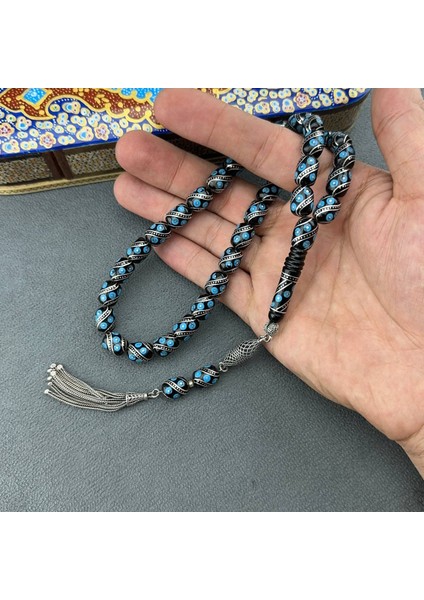 Türker Kızılelma Mavi Oltu Taşı Tesbih modelleri