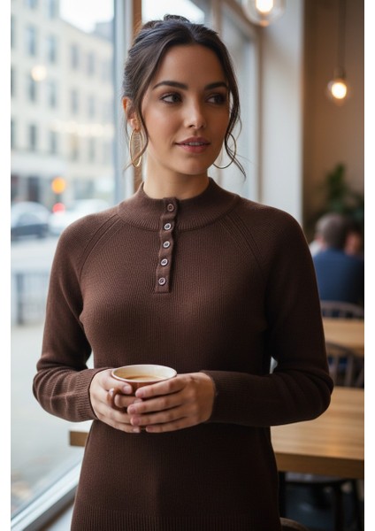 Kadın Düğmeli Triko Body