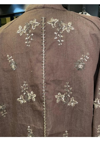 Kadın Taş Işlemeli Uzun Kollu Pamuk Kimono modelleri
