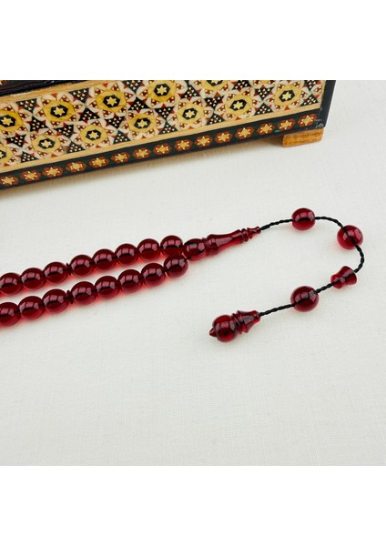 Kırmızı Blok Zar Kehribar Bürokrat Boy Tespih (Usta Serhat Bülbül) fiyatları