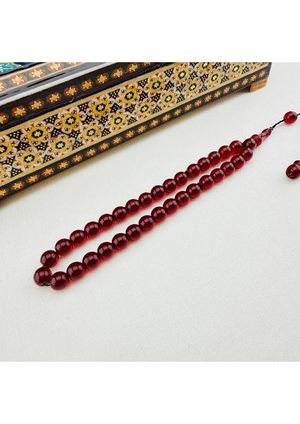 Kırmızı Blok Zar Kehribar Bürokrat Boy Tespih (Usta Serhat Bülbül) modelleri