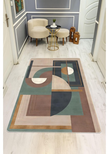 Modern Desenli Dijital Baskı Kaymaz Taban Halı H1085