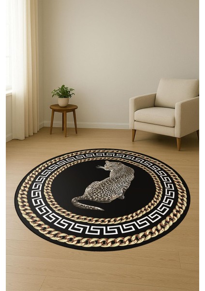 Leopar Modern Desenli Yuvarlak Dijital Baskı Kaymaz Tabanlı Halı H0334 fiyatları