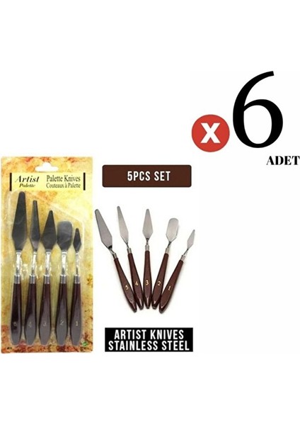 Metal Çelik Spatül Spatula 5'li Set 6 Adet