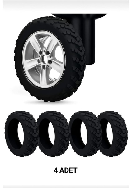 4 Adet Siyah Silikon Bavul Tekerleği Kılıfı Sessiz Koruyucu Ofis Sandalyesi Tekerlek Kılıfı