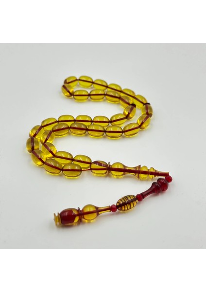 Emine Reşvani Bal Sarısı Özel Tasarım Imame Ateş Kehribar Tespih