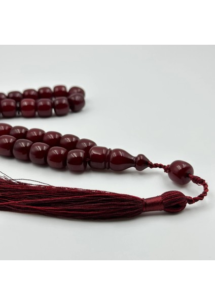 Vişne Rengi Osmanlı Benzetme Sıkma Kehribar Ip Püsküllü Eşsiz Gerçek Tespih